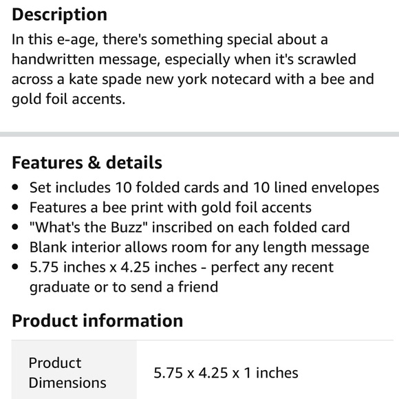 π Kate Spade β οΈ Whatβs the Buzz Notecards Set - Picture 6 of 7